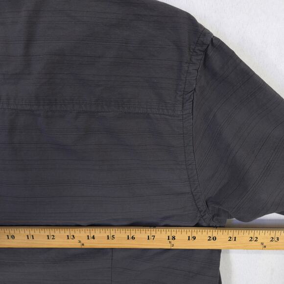 Howe Shirt Mens Large Gray Striped Short Sleeve Cuban Collar Button Up Casual - Picture 5 of 10